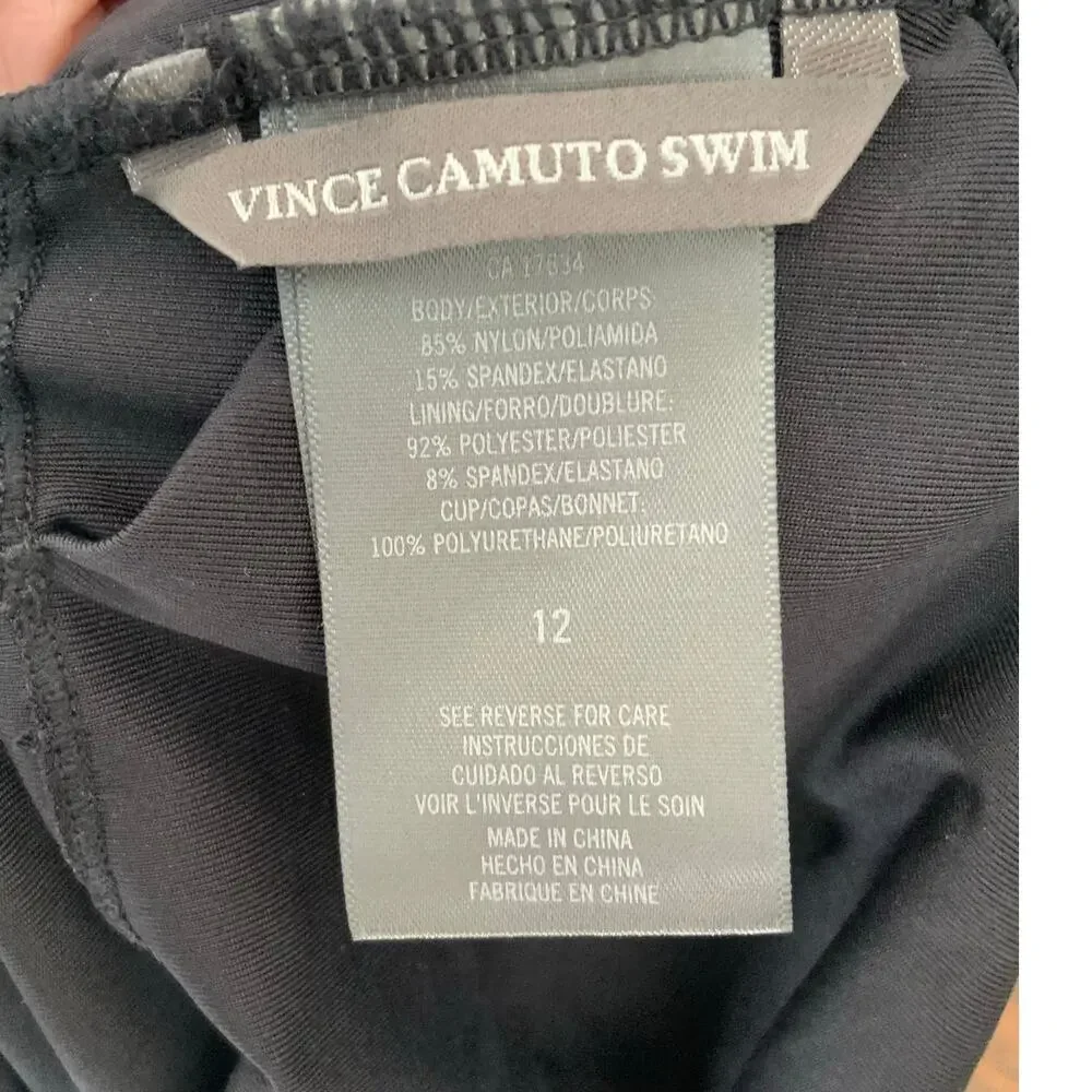 Vince Camuto Swim Solid One‎ Shoulder Lace-Up Side One-Piece Swimsuit